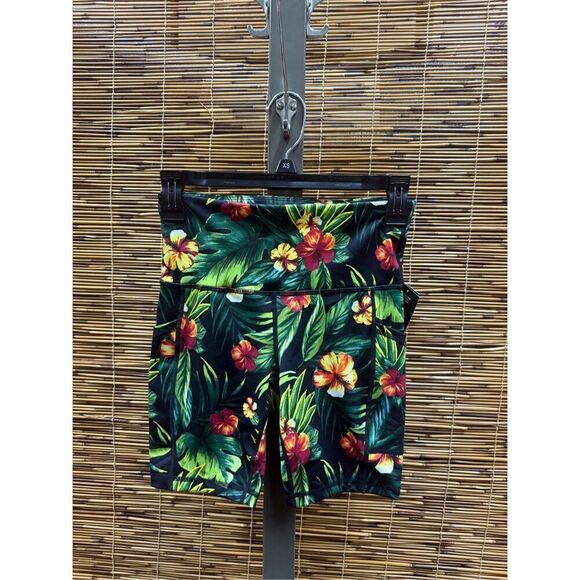 ID Ideology Women S Compression Tropical Print 7 Bike Shorts Green Size X-Small - Picture 2 of 3